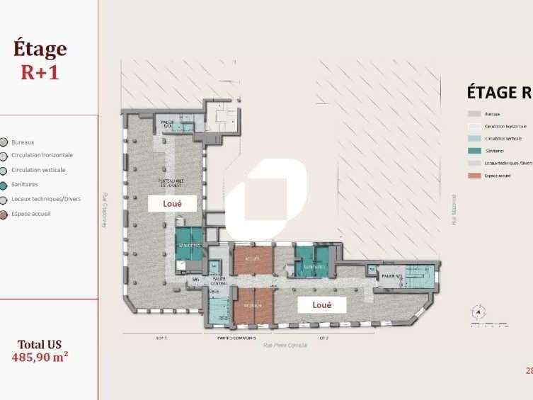 Location bureaux 283 m² non divisibles