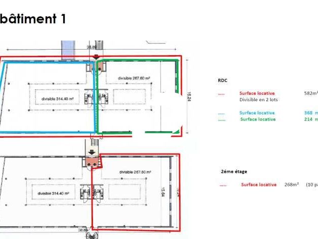 Location bureaux 2126 m² divisibles à partir de 133 m²