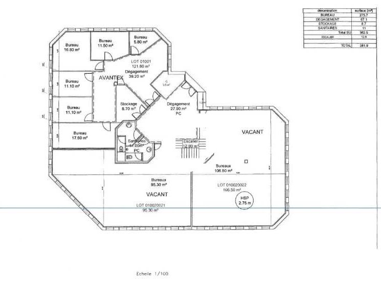Location bureaux 362 m² divisibles à partir de 130 m²