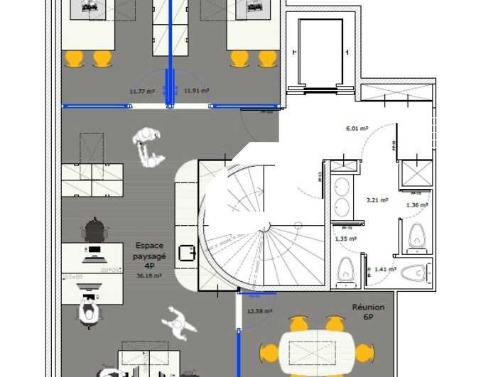 Location bureaux 74 m² non divisibles