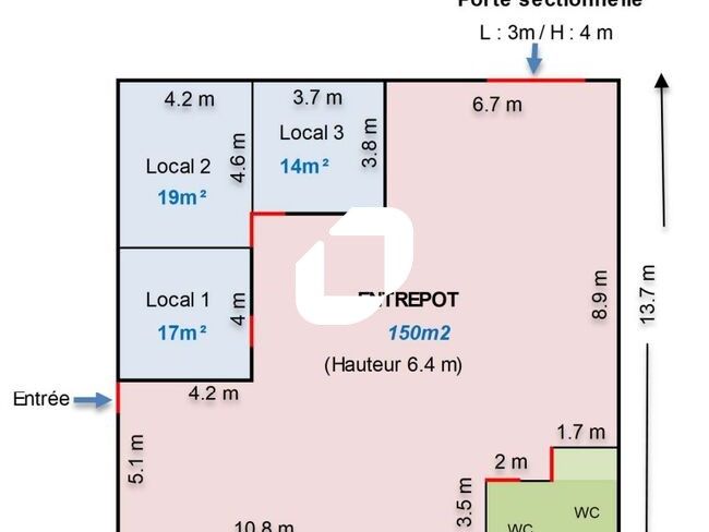 Location entrepots 700 m² divisibles à partir de 200 m²