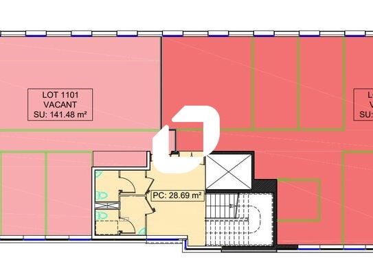 Location bureaux 333 m² divisibles à partir de 156 m²