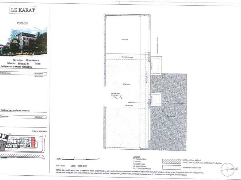 Location locaux commerciaux 87 m² non divisibles
