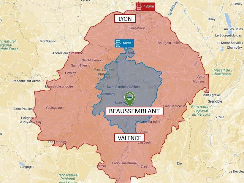 13415 m² pour cetentrepôts classe a en location à Beausemblant