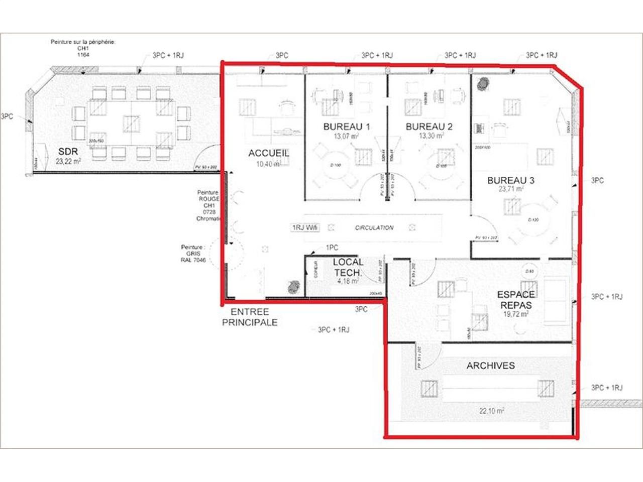Nous vous proposons une surface de bureaux à la l