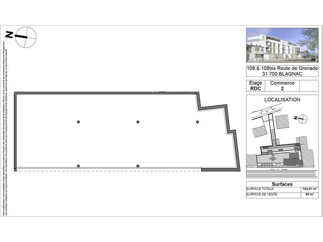 Local commercial au centre de Blagnac avec grand 