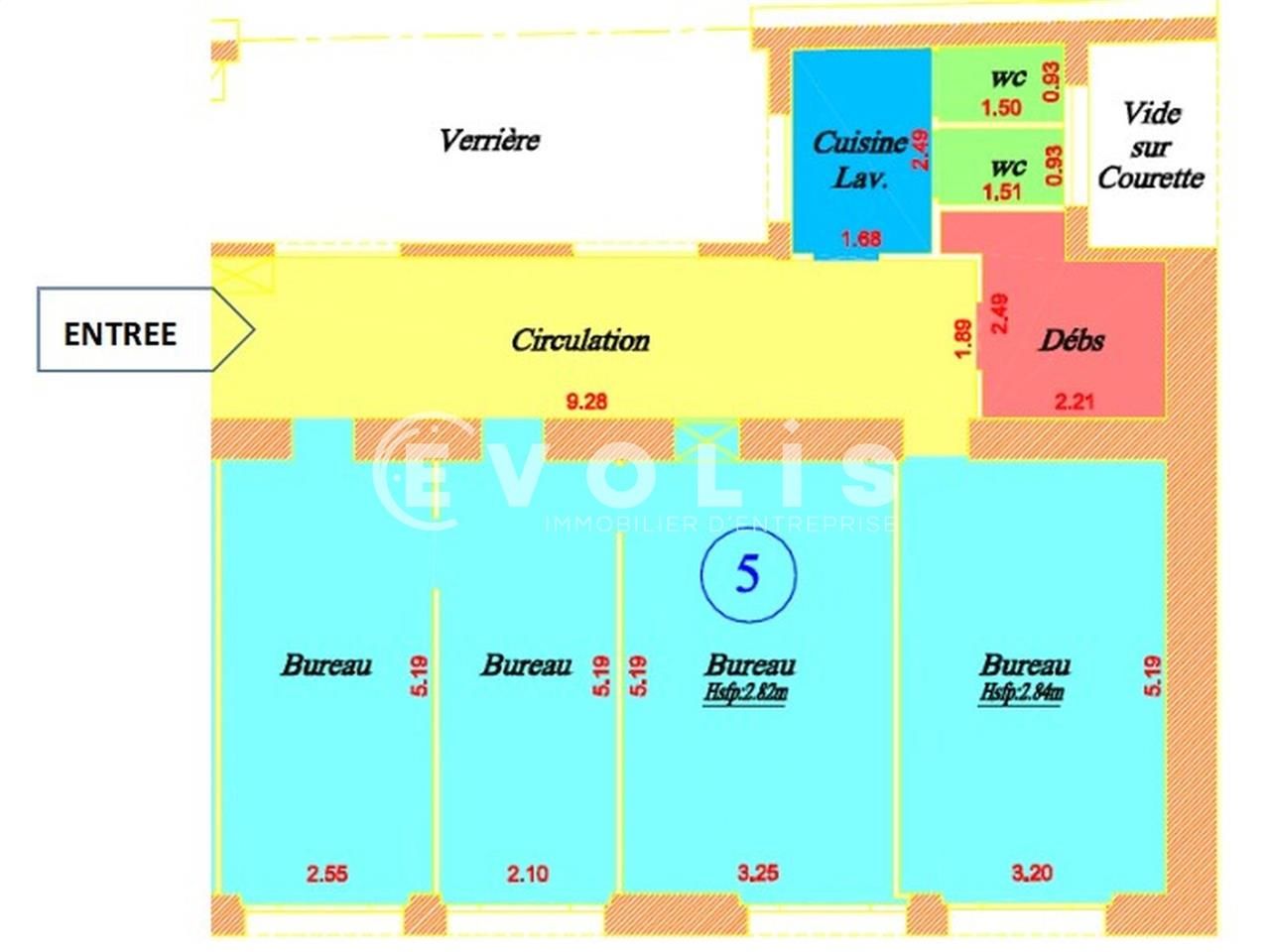 Location bureaux 105 m² non divisibles