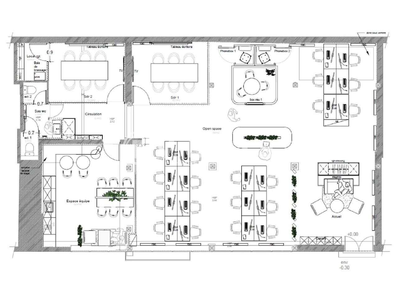 Bureaux fermé Coworking bureaux 156 m² non divisibles