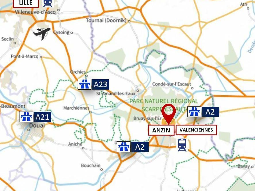 23342 m² pour cetentrepôts classe a en location à Anzin