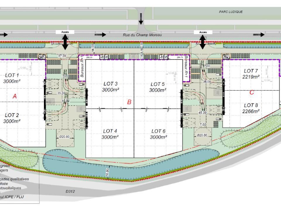 13052 m² pour cetentrepôts classe b en location à Le plessis-pâté