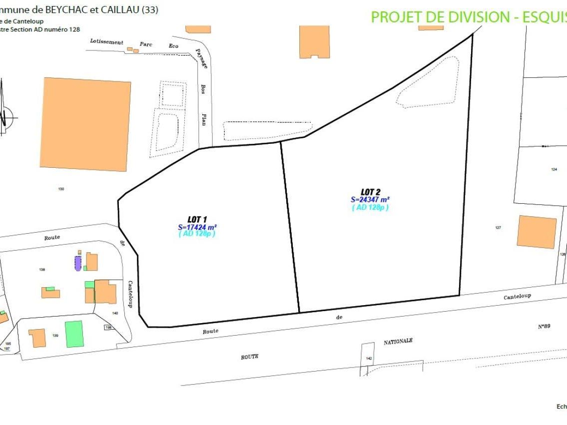 Vente Terrains 41771 m² divisibles 33750 Beychac-et-caillau
