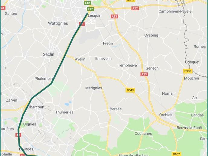 50359 m² pour cetentrepôts classe a en location à Pecquencourt