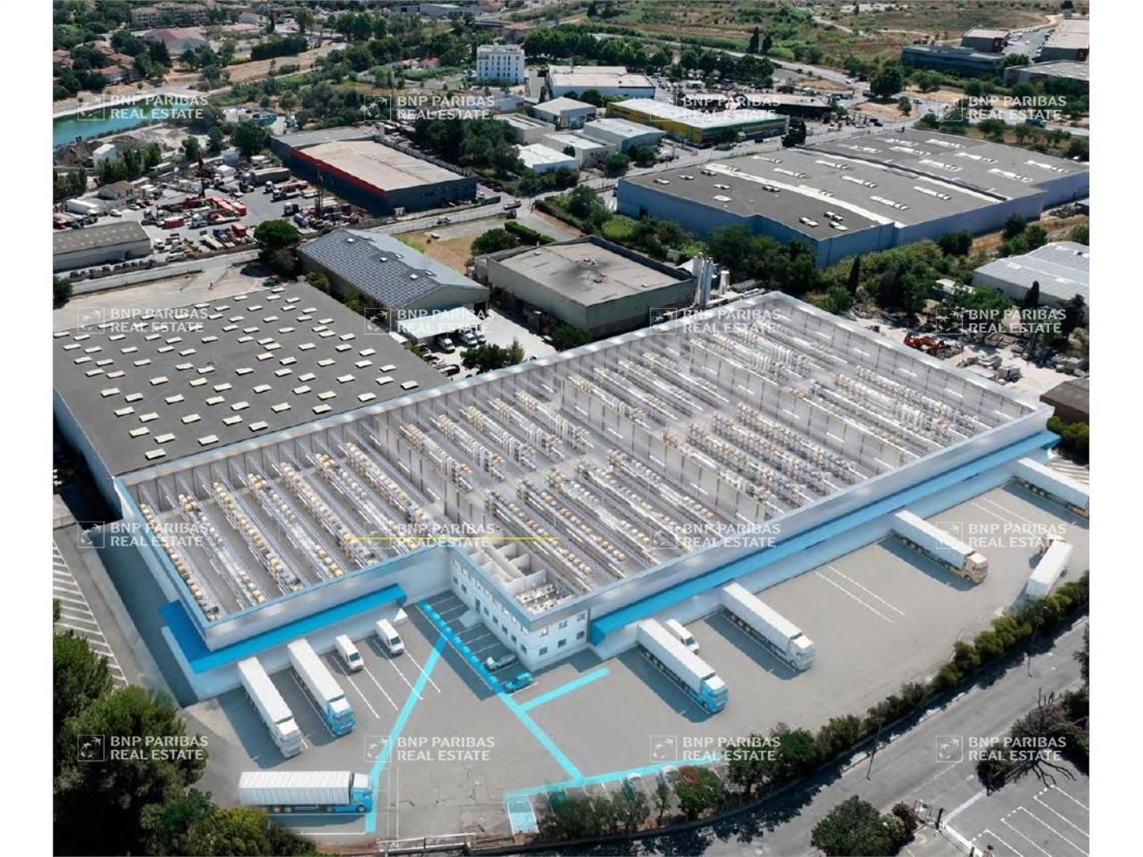 10085 m² pour cetentrepôts classe b en location à Marignane