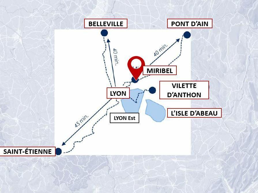 10834.8 m² pour cetentrepôts classe b en location à Miribel