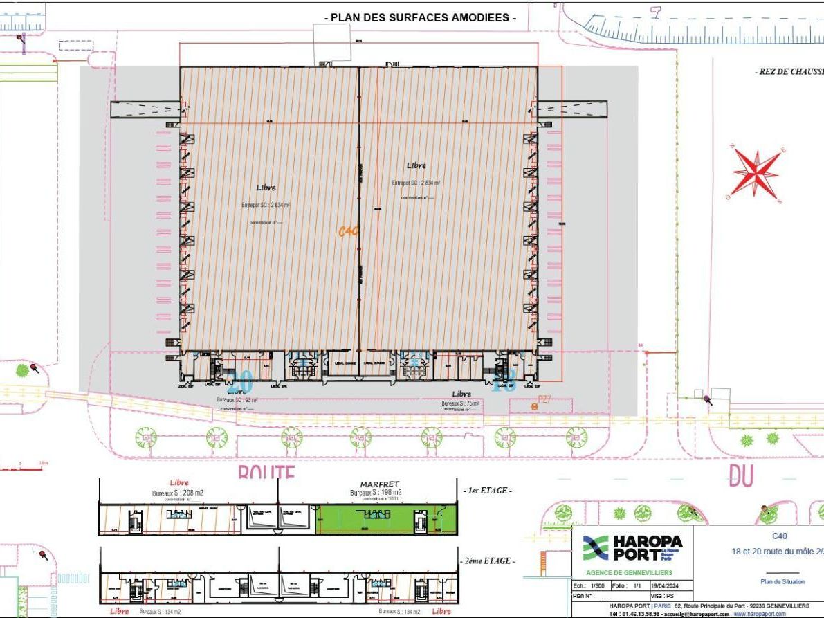 Location Entrepôts classe A 6237 m² non divisibles 92230 Gennevilliers