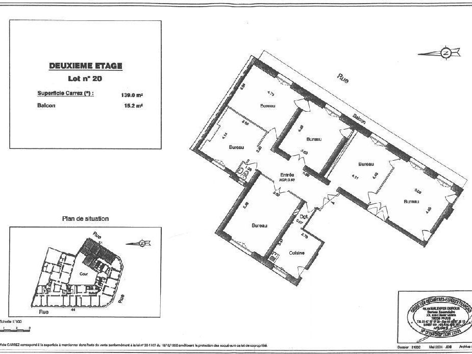 Vente bureaux 139 m² non divisibles