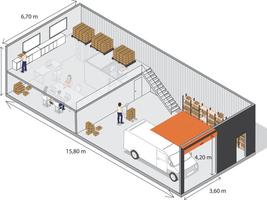 Location entrepôts 140 m² non divisibles