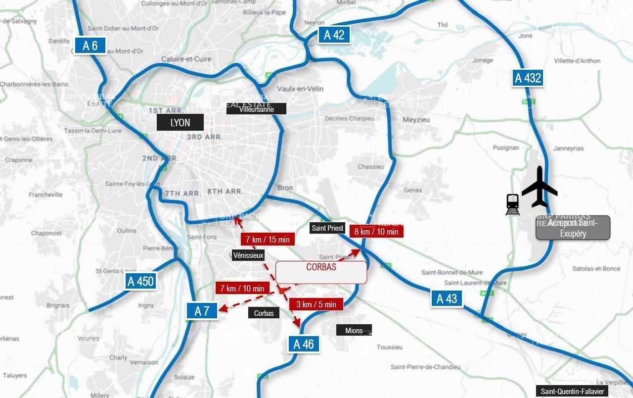 Location Entrepôts classe A 8015 m² divisibles 69960 Corbas