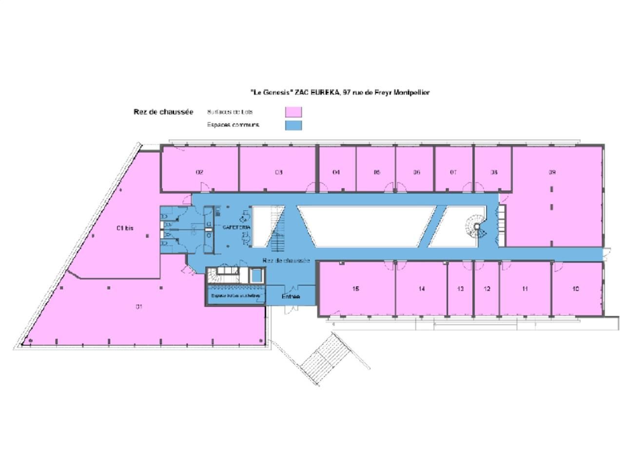 Location bureaux 411 m² divisibles à partir de 24 m²