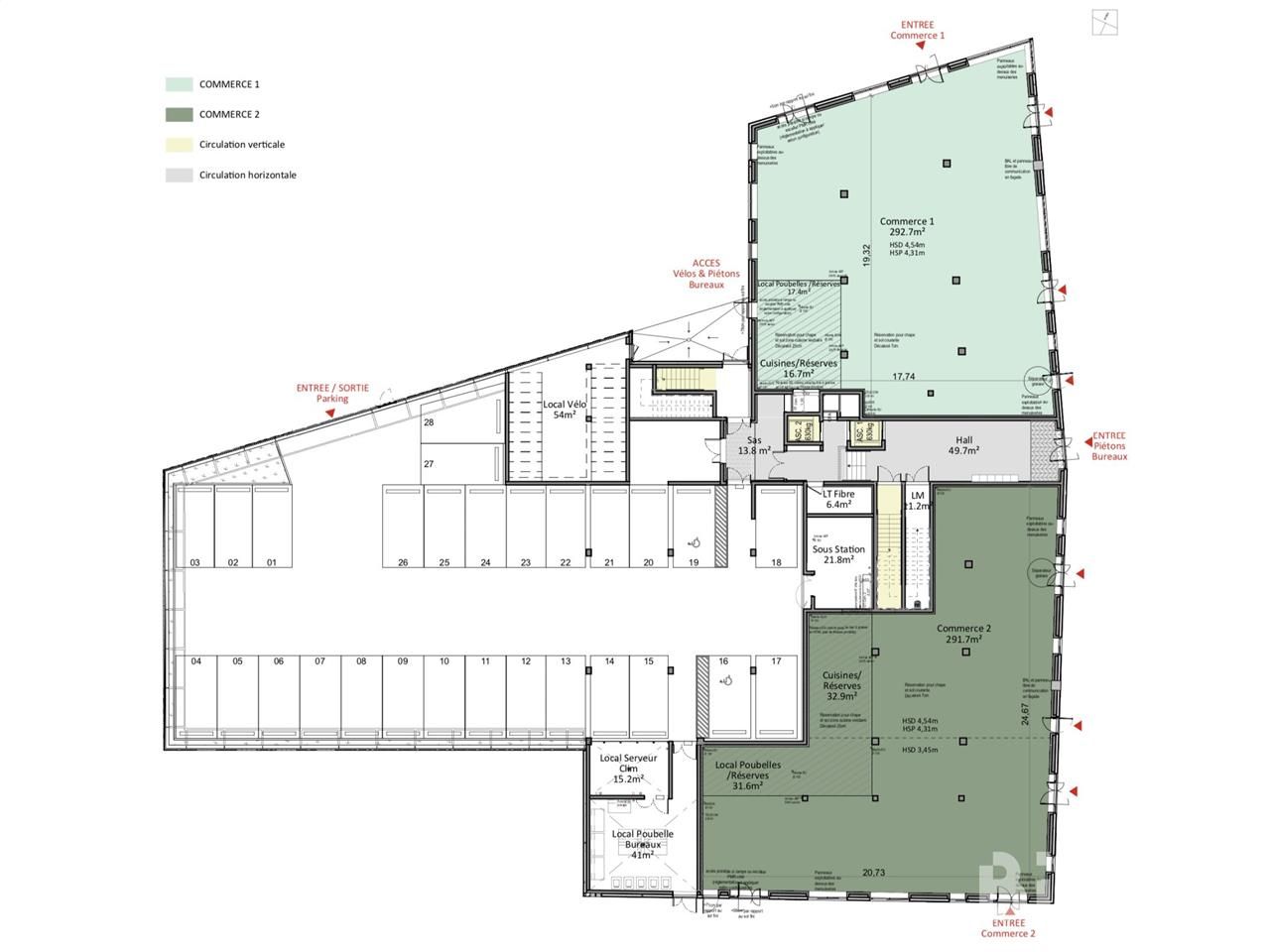 Vente locaux commerciaux 703 m² divisibles à partir de 336 m²