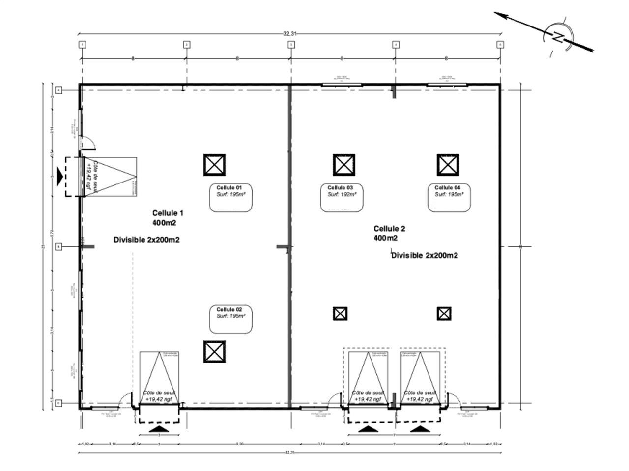 Vente entrepots 800 m² divisibles à partir de 400 m²