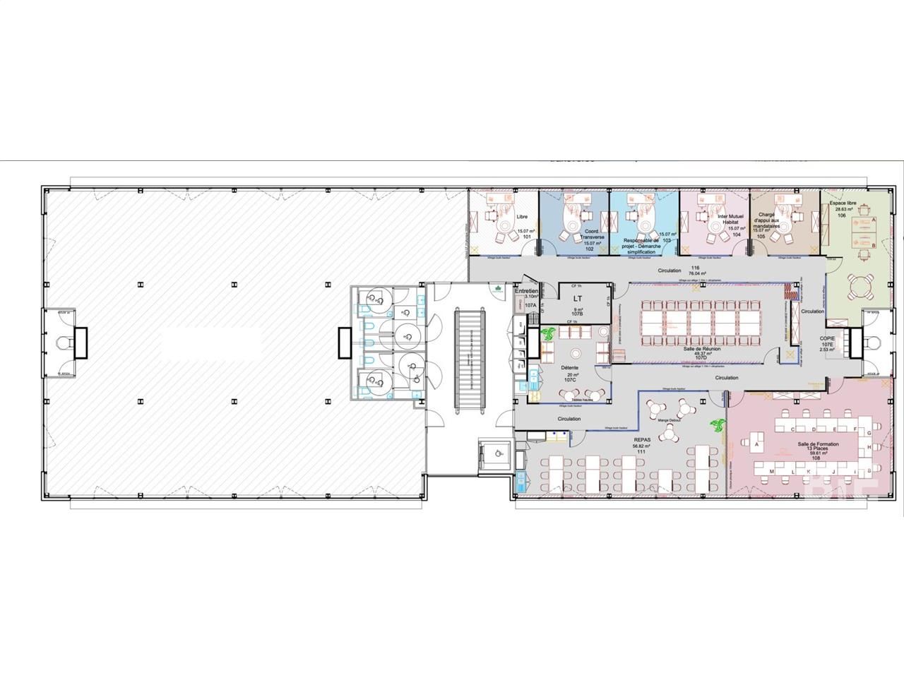 Location bureaux 1378 m² divisibles à partir de 211 m²