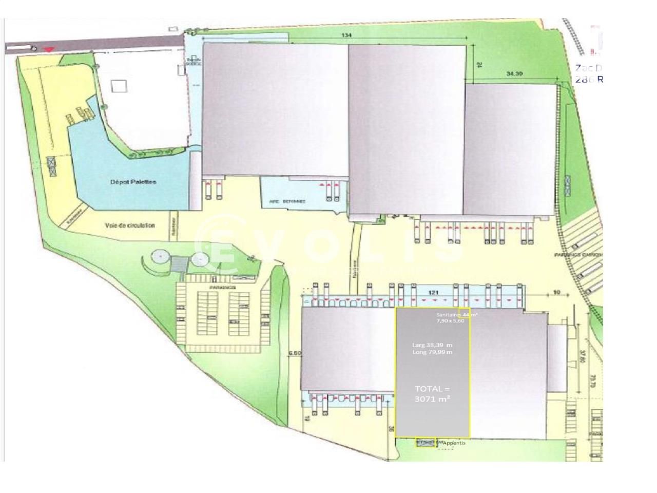 Location entrepots 3071 m² non divisibles