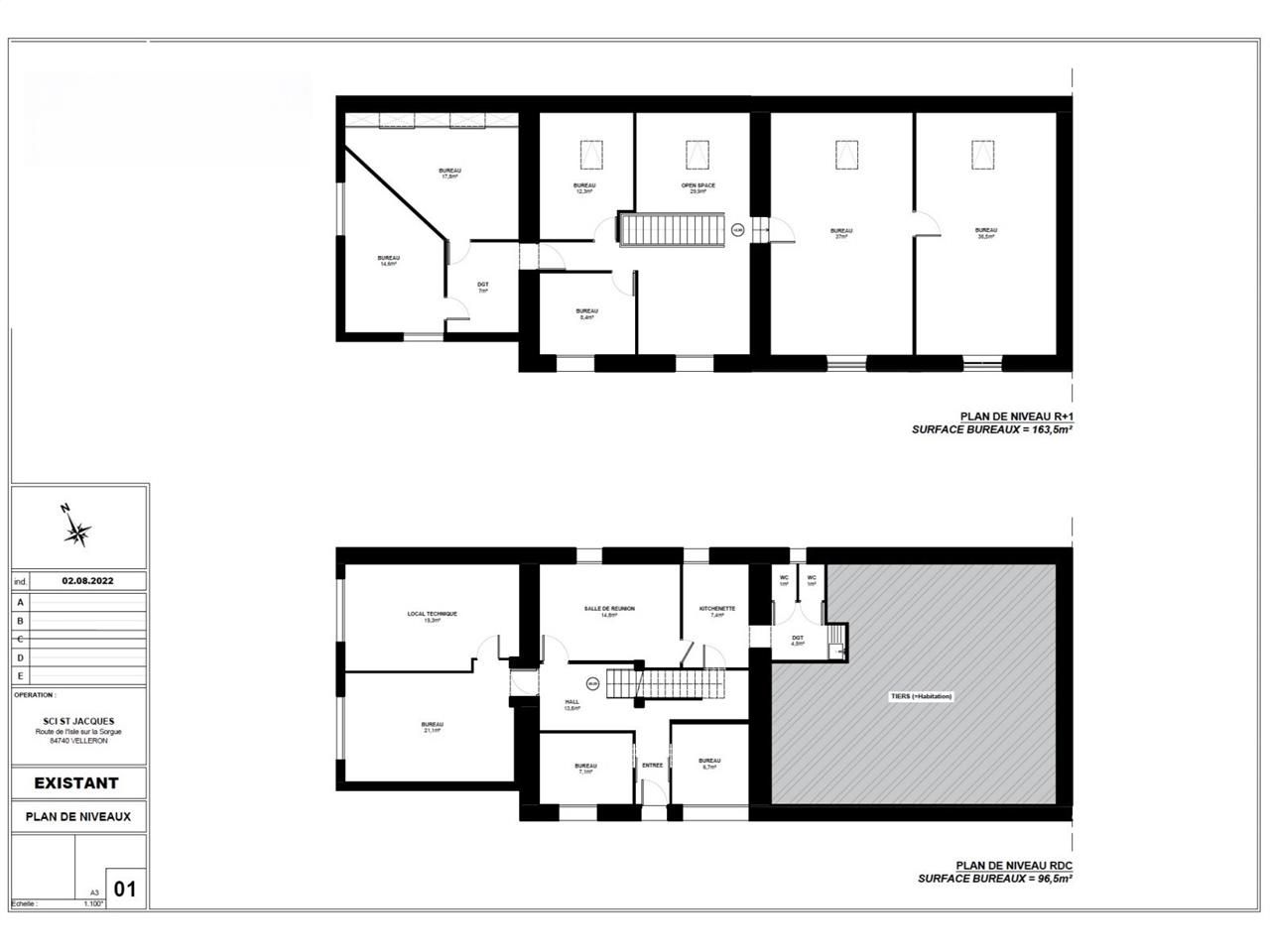 Location bureaux 260 m² non divisibles
