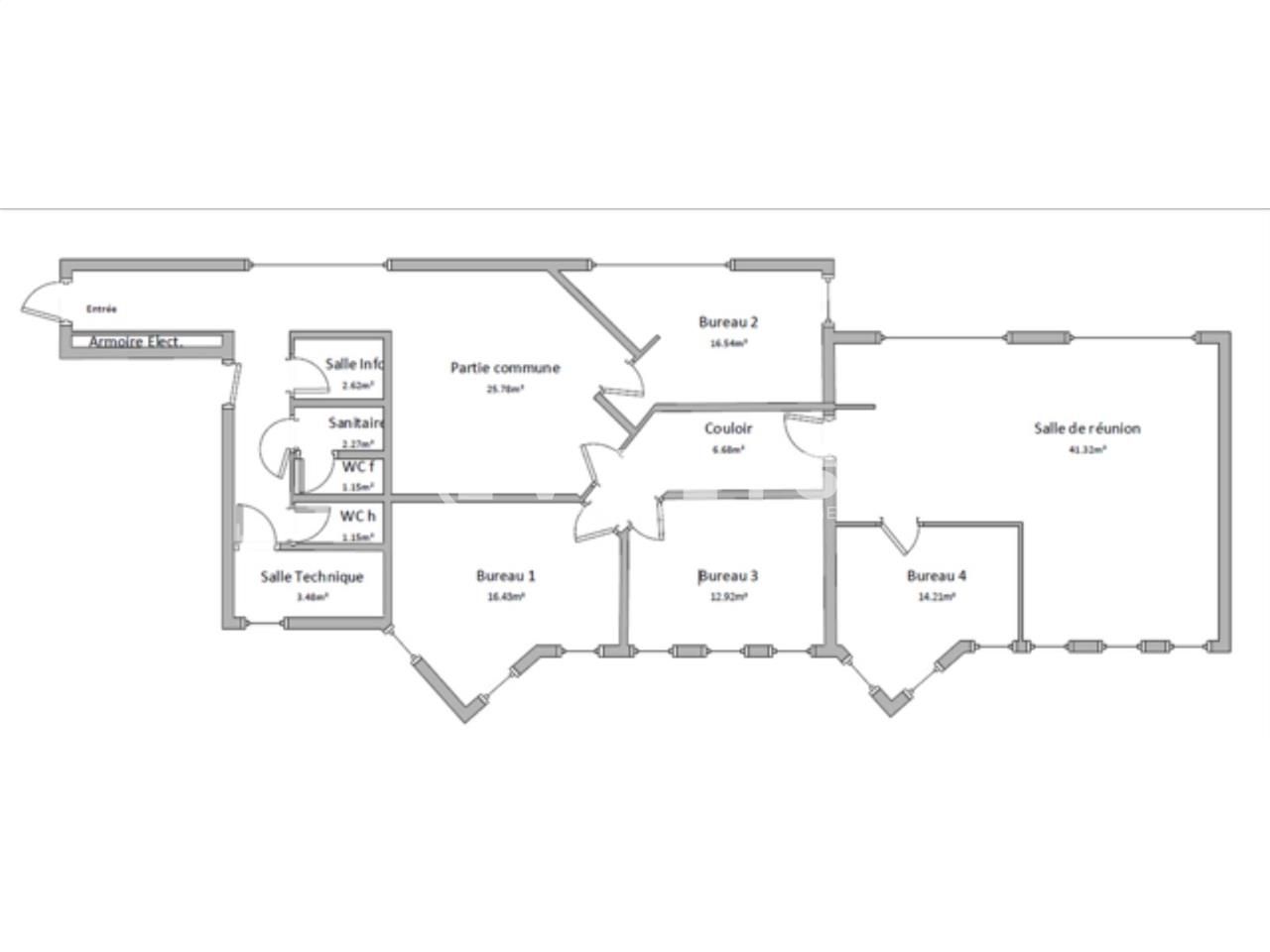 Location bureaux 83 m² non divisibles