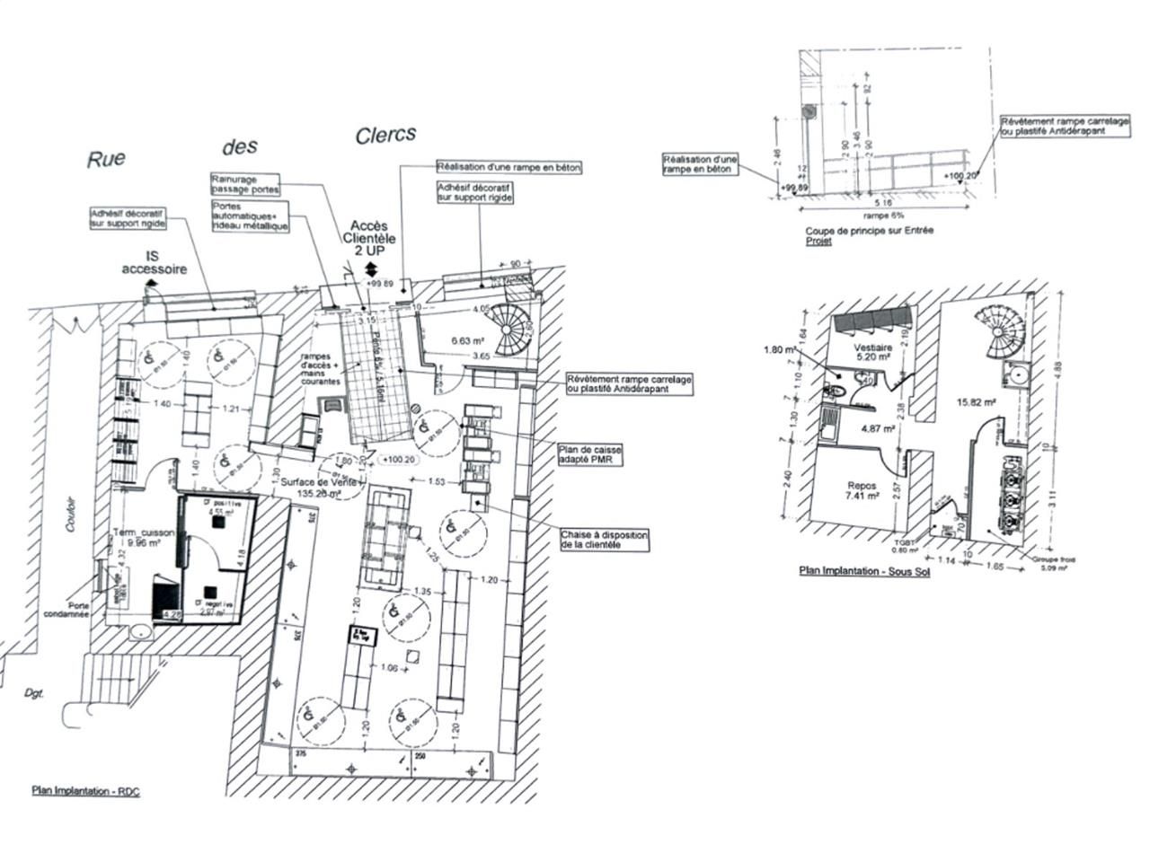 Location locaux commerciaux 186 m² non divisibles