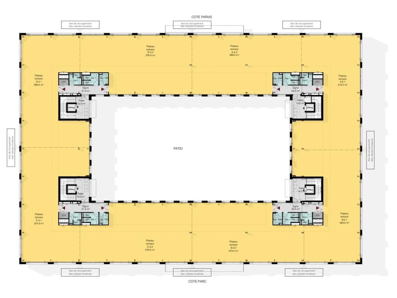 Location bureaux 4586 m² divisibles à partir de 125 m²