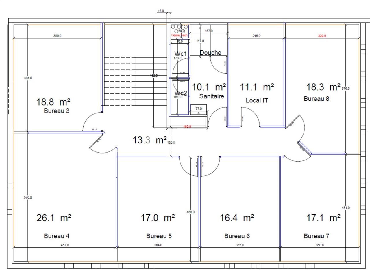 Location bureaux 2000 m² non divisibles