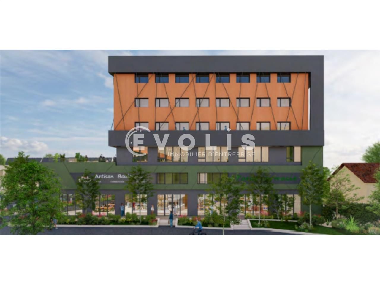 Immeuble neuf avec bureaux, commerces et restaura
