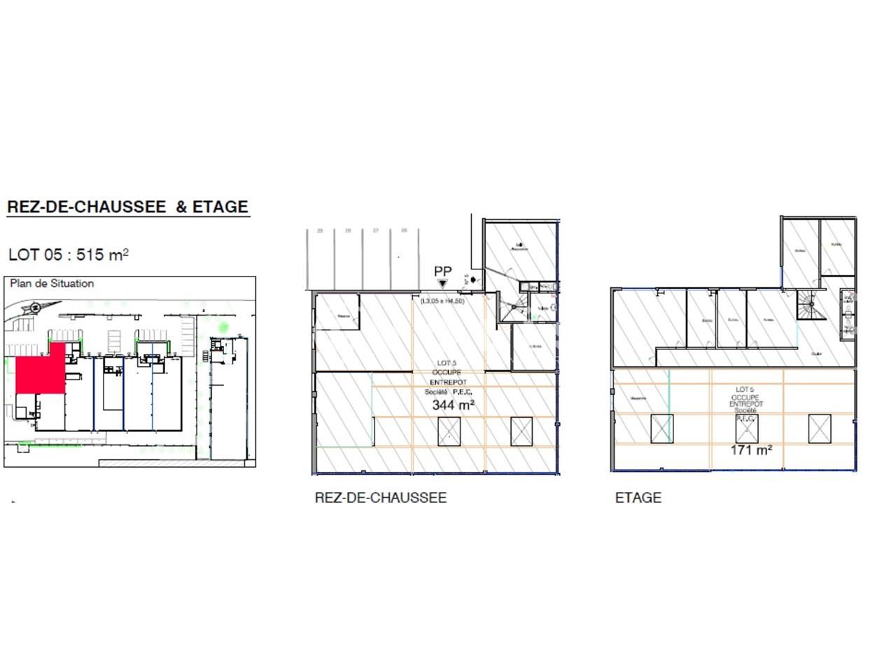 Location entrepots 515 m² non divisibles