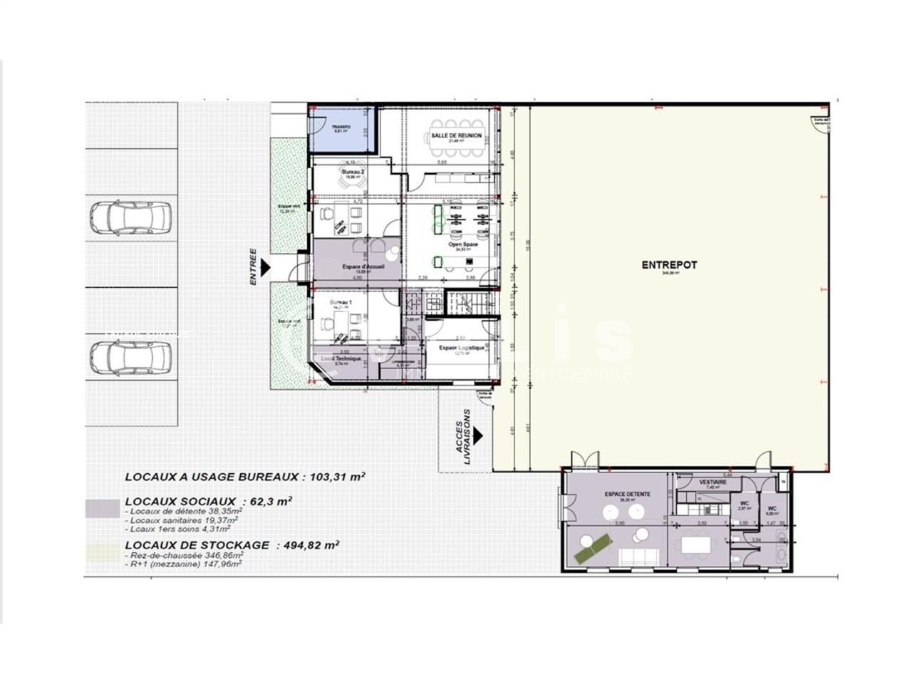 Location entrepots 660 m² non divisibles