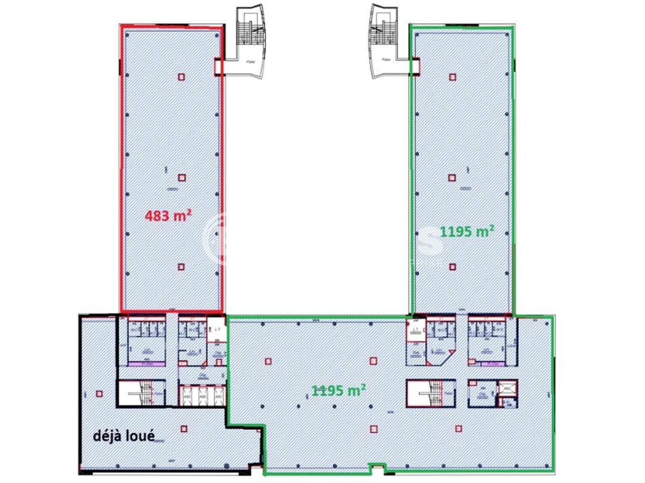 Location bureaux 1678 m² divisibles à partir de 483 m²