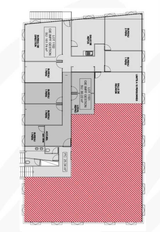 Location bureaux 216 m² non divisibles