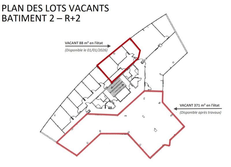 Location bureaux 2015 m² divisibles à partir de 58 m²
