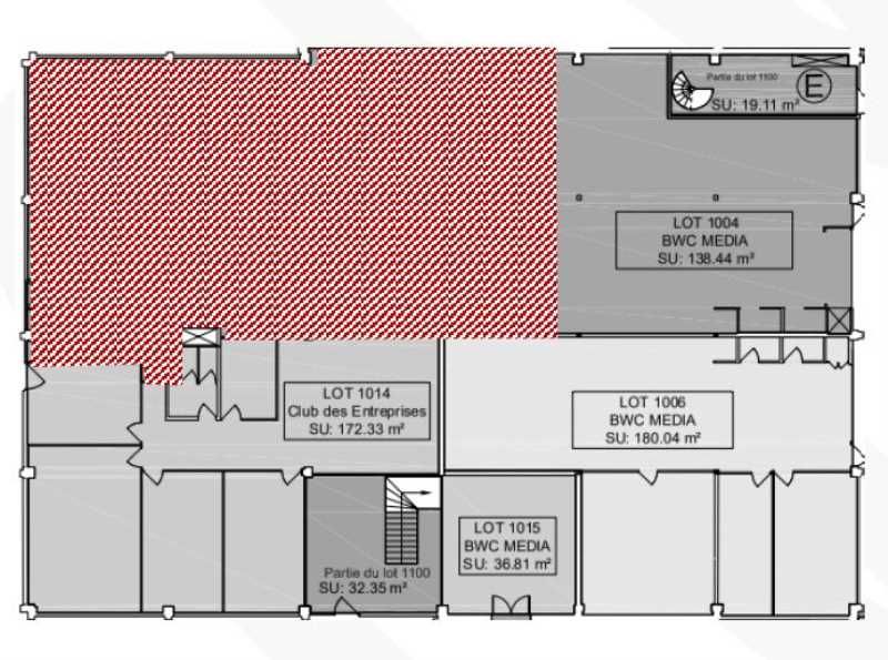 Location bureaux 290 m² non divisibles