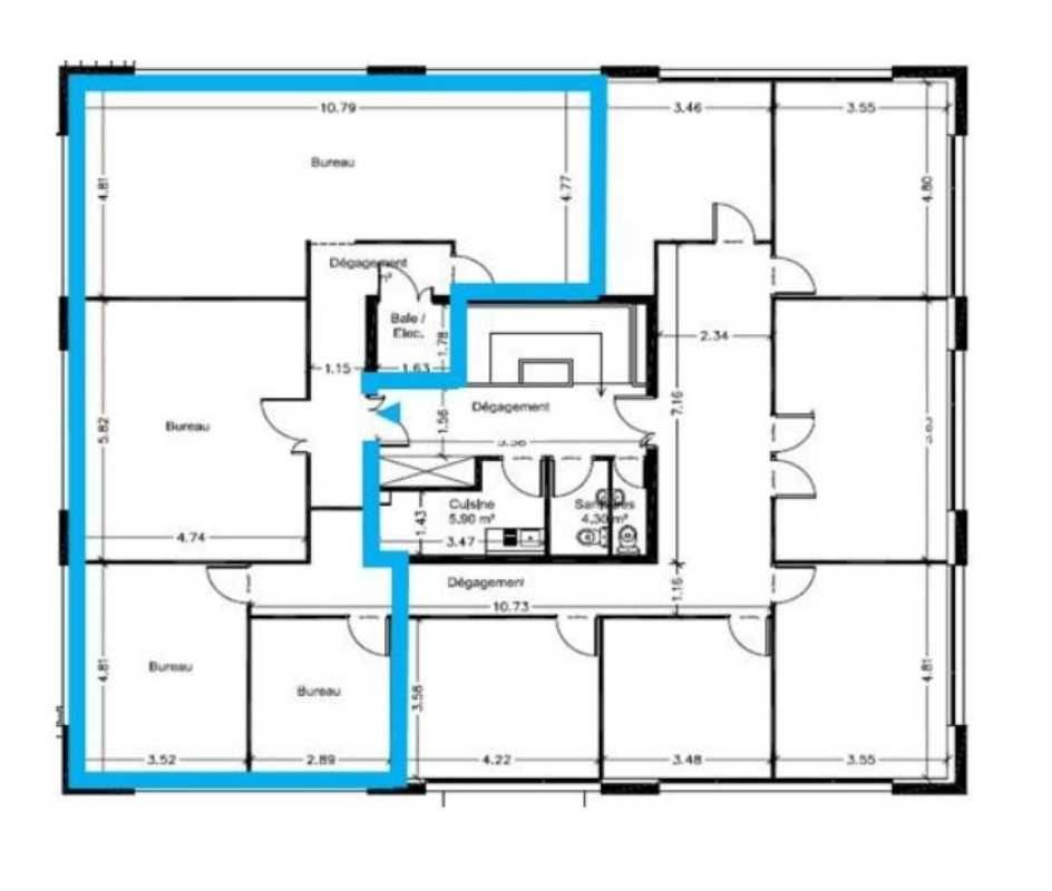 Location bureaux 135 m² non divisibles