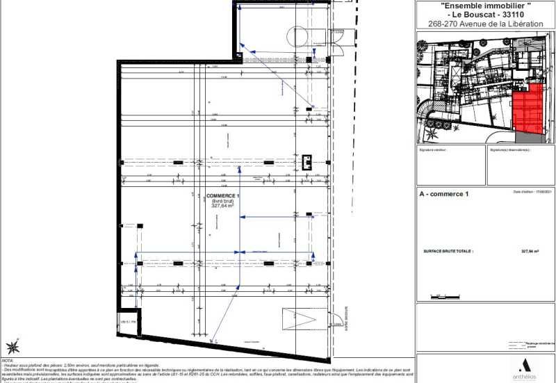 Location locaux commerciaux 327 m² non divisibles