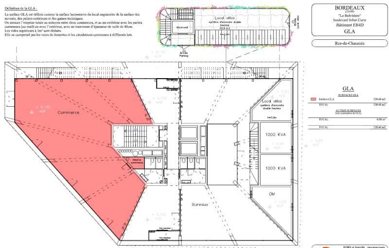 Location locaux commerciaux 205 m² non divisibles