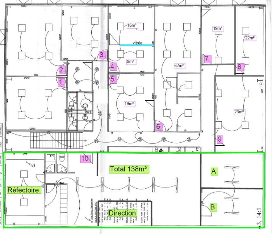 Location bureaux 228 m² divisibles à partir de 19 m²