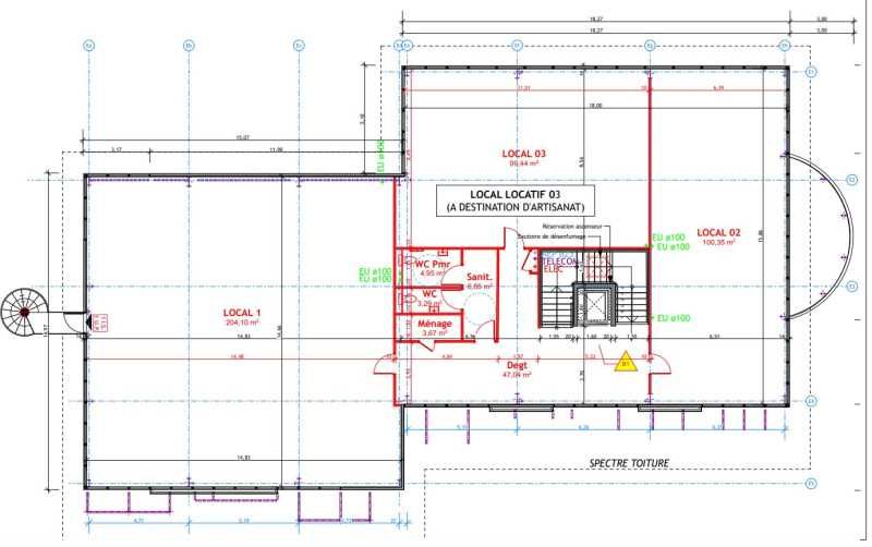 Location bureaux 489 m² divisibles à partir de 100 m²