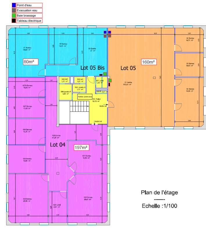 Location bureaux 437 m² non divisibles