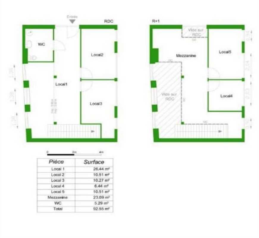 Location bureaux 93 m² non divisibles
