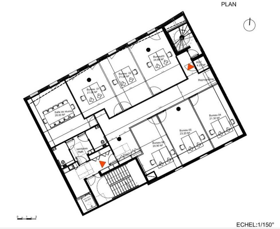 Location bureaux 240 m² non divisibles