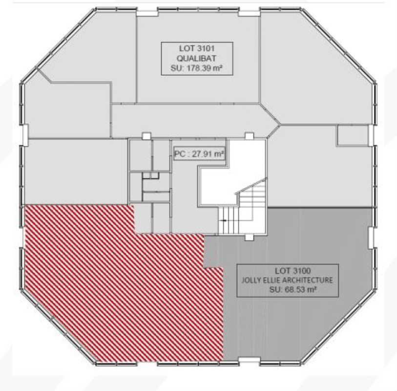 Location bureaux 95 m² non divisibles