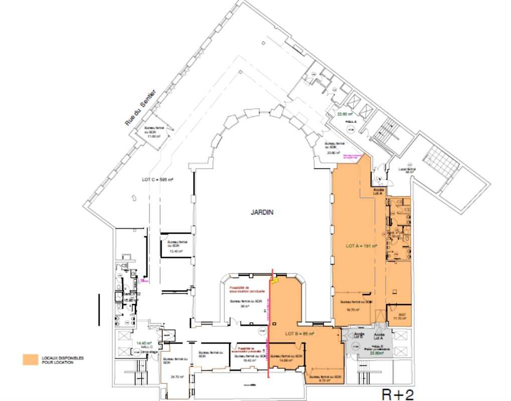 Location bureaux 317 m² non divisibles