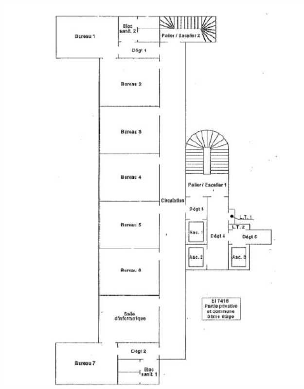 Location bureaux 196 m² non divisibles